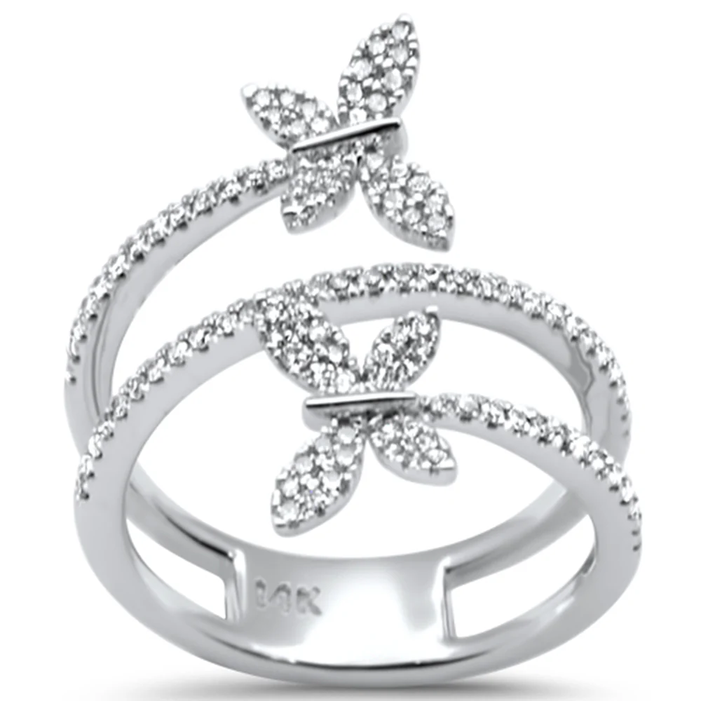 <span style="color:purple">SPECIAL!</span>.40ct G SI 14K White Gold Diamond Butterfly Wrap Around Ring Size 6.5