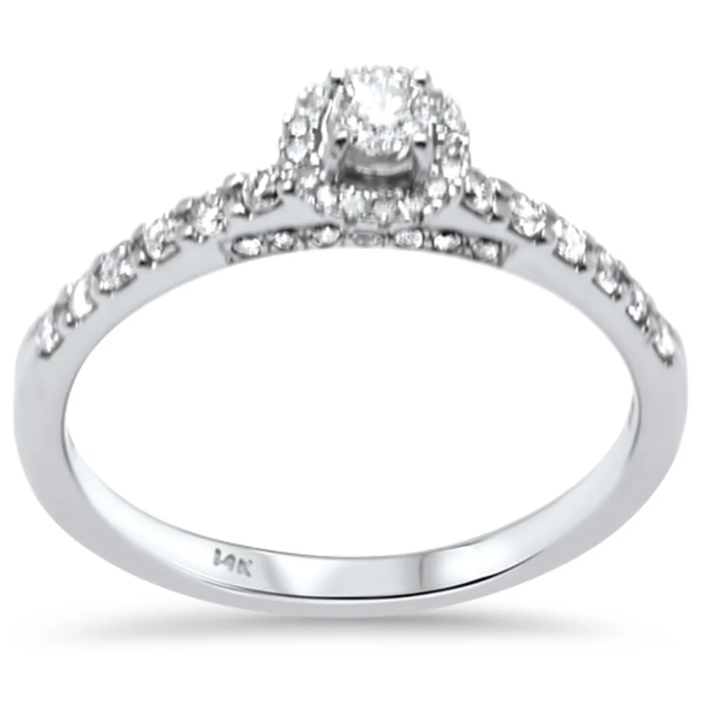 <span style="color:purple">SPECIAL!</span>.42ct G SI 14K White Gold Diamond Round Halo Engagement Ring Size 6.5