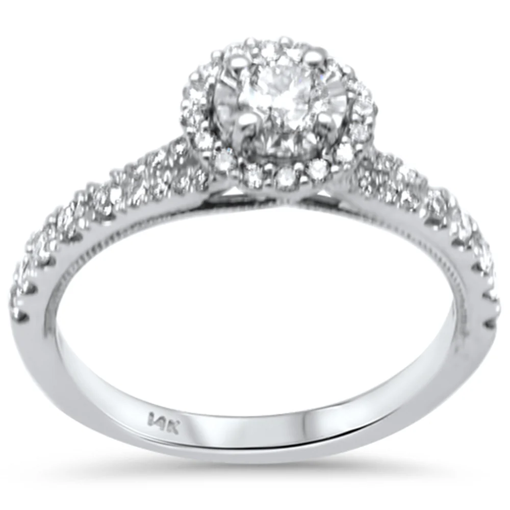 <span style="color:purple">SPECIAL!</span>.65ct G SI 14K White Gold Round Diamond Hidden Halo Engagement Ring Size 6.5