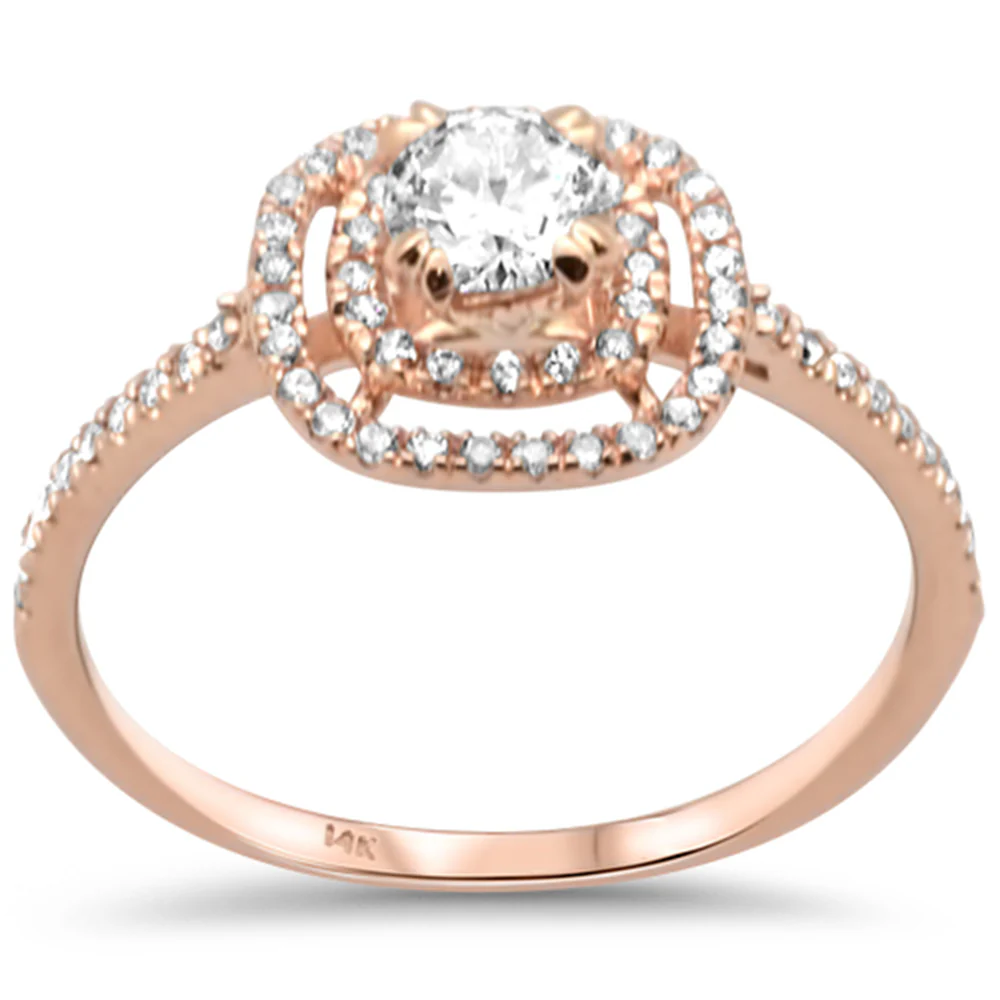 <span style="color:purple">SPECIAL!</span> .57ct G SI 14K Rose Gold Diamond Double Halo Engagement Ring Size 6.5