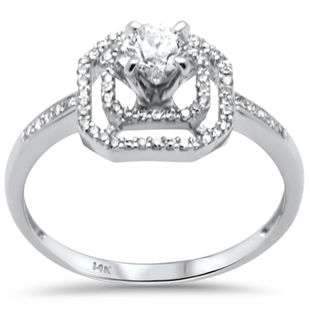 <span style="color:purple">SPECIAL!</span> .49ct G SI 14K White Gold Diamond Double Halo Engagement Ring Size 6.5