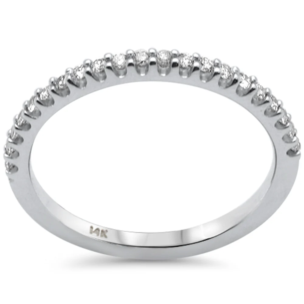 .18ct G SI 14K White Gold Diamond Thin Stackable Wedding Band Ring Size 6.5