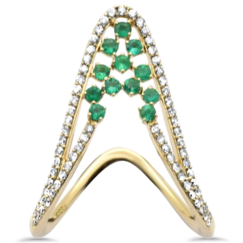<span style="color:purple">SPECIAL!</span> .59ct G SI 14K Yellow Gold Diamond & Green Emerald Gemstones Ring Size 6.5