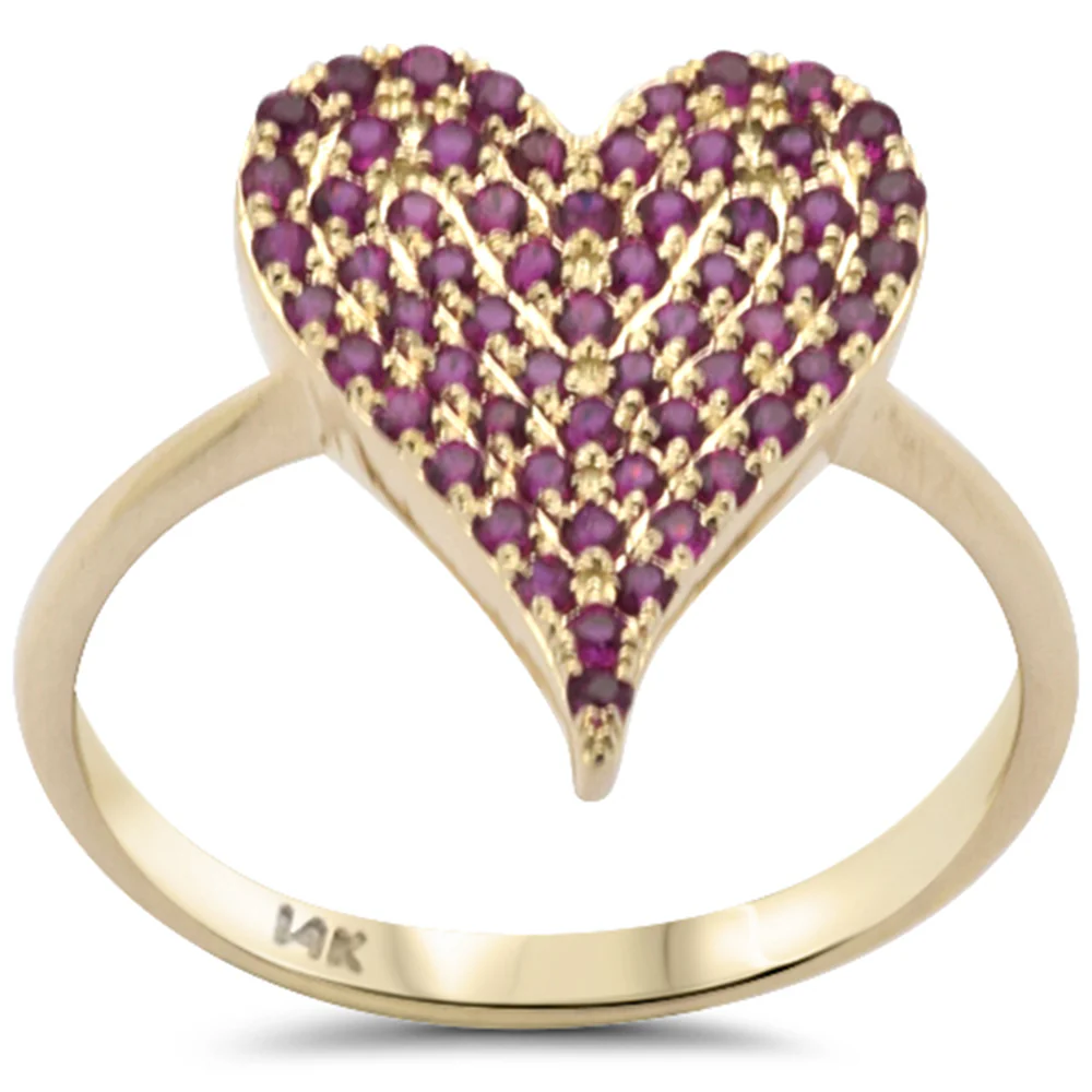 <span style="color:purple">SPECIAL!</span> .50ct G SI 14K Yellow Gold Ruby Gemstones Heart Ring Size 6.5
