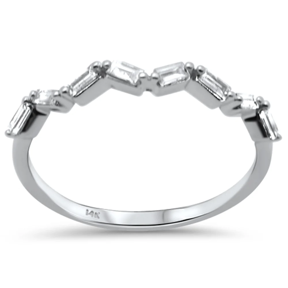 .18ct G SI 14K White Gold Diamond Baguette Ring Band Size 6.5