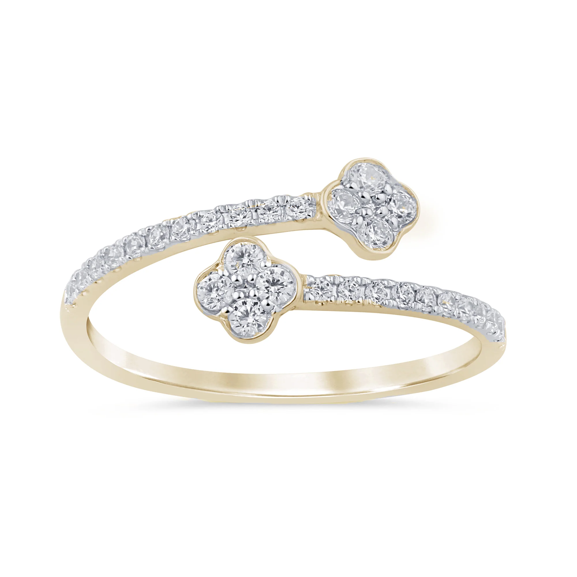 <span style="color:purple">SPECIAL!</span> .25ct G SI 14K Yellow Gold Diamond Flower Open Ring Band Size 6.5