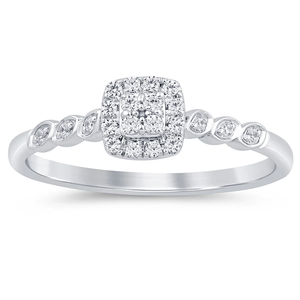 <span style="color:purple">SPECIAL!</span> .13ct G SI 14K White Gold Diamond Engagement Ring Size 6.5