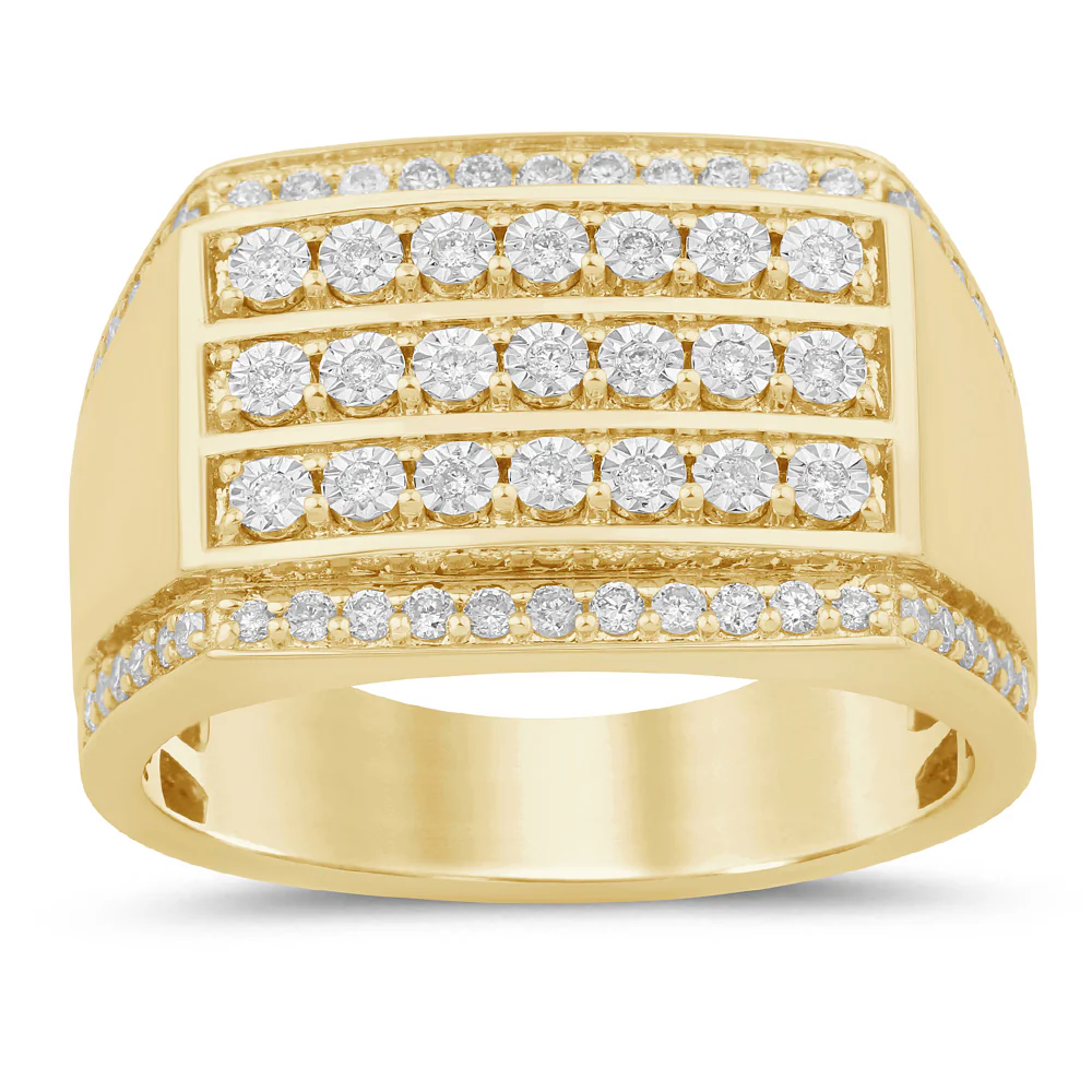 <span style="color:purple">SPECIAL!</span> .52ct G SI 14K Yellow Gold Diamond Men's Band Ring Size 10