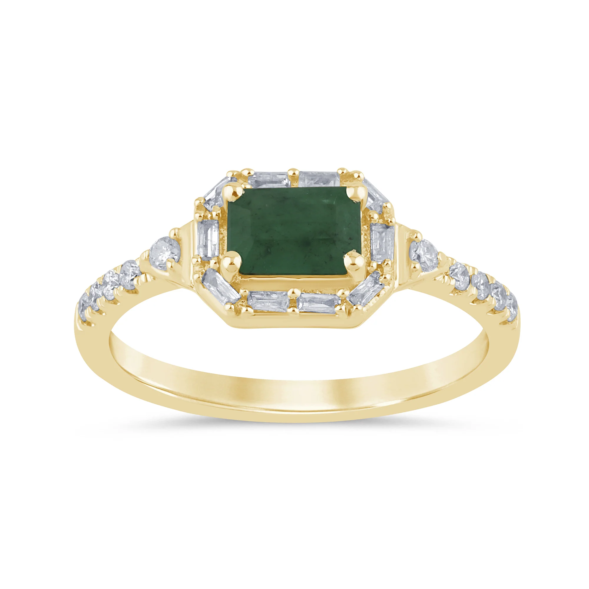 <span style="color:purple">SPECIAL!</span> .72ct G SI 14K Yellow Gold Diamond & Emerald Gemstones Ring Size 6.5