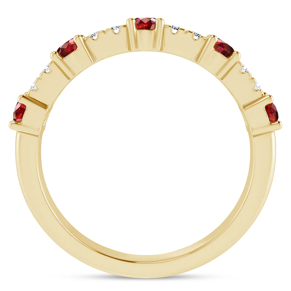 .57ct G SI 14K Yellow Gold Diamond & Ruby Gemstones Ring Band Size 6.5