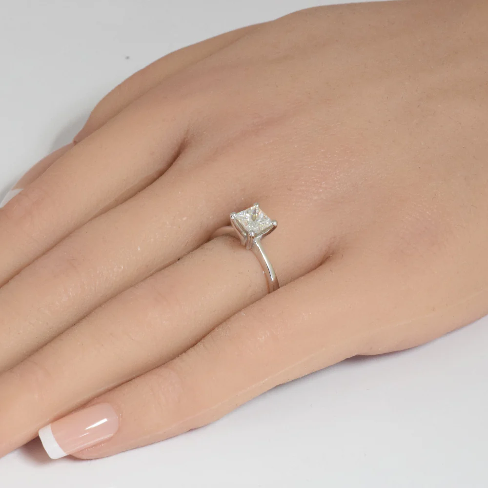 <span style="color:purple">SPECIAL!</span> 1.01ct G SI 14K White Gold Princess Cut Diamond Solitaire Ring Size 6.5 - Image 2