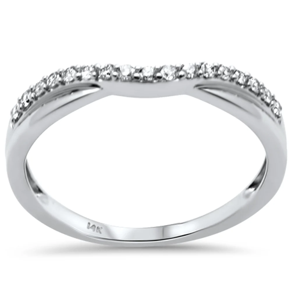 <span style="color:purple">SPECIAL!</span> .16ct G SI 14K White Gold Diamond Stackable Band Ring Size 6.5