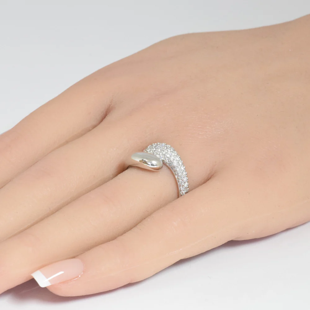 <span style="color:purple">SPECIAL!</span>.72ct G SI 14K White Gold Diamond Wrap Band Ring Size 6.5 - Image 2
