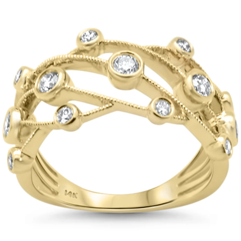 <span style="color:purple">SPECIAL!</span>.48ct G SI 14K Yellow Gold Diamond Dome Band Ring Size 6.5