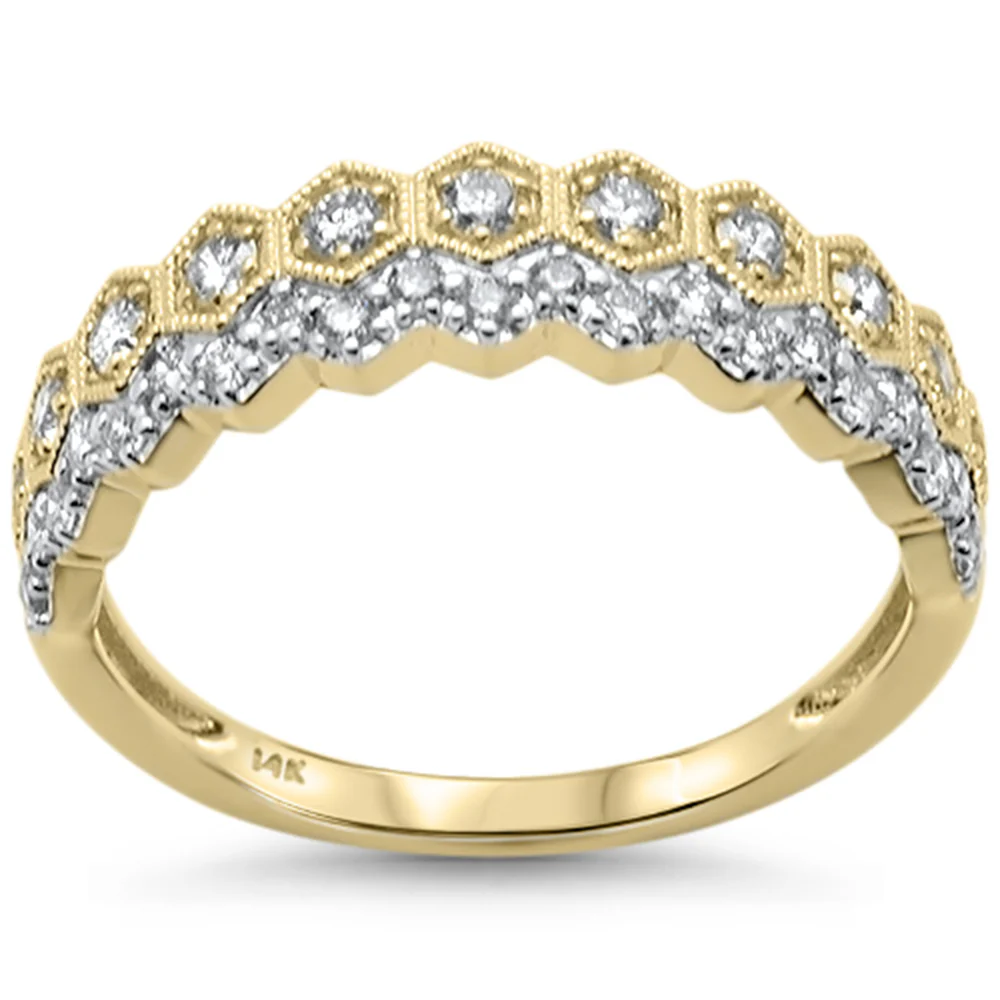 <span style="color:purple">SPECIAL!</span>.49ct G SI 14K Yellow Gold Diamond Millgrain Band Ring Size 6.5
