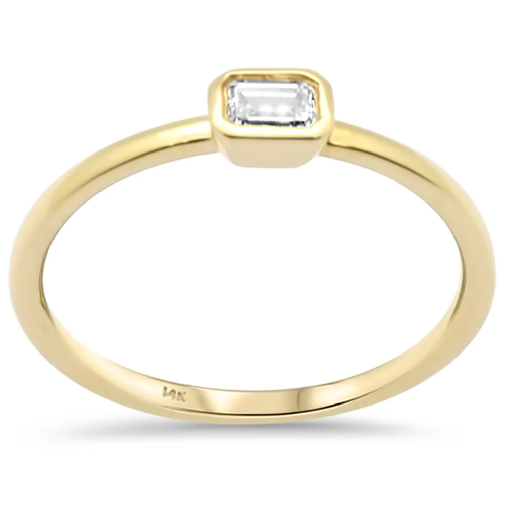 <span style="color:purple">SPECIAL!</span> .22ct G SI 14K Yellow Gold Emerald Cut Diamond Band Ring Size 6.5