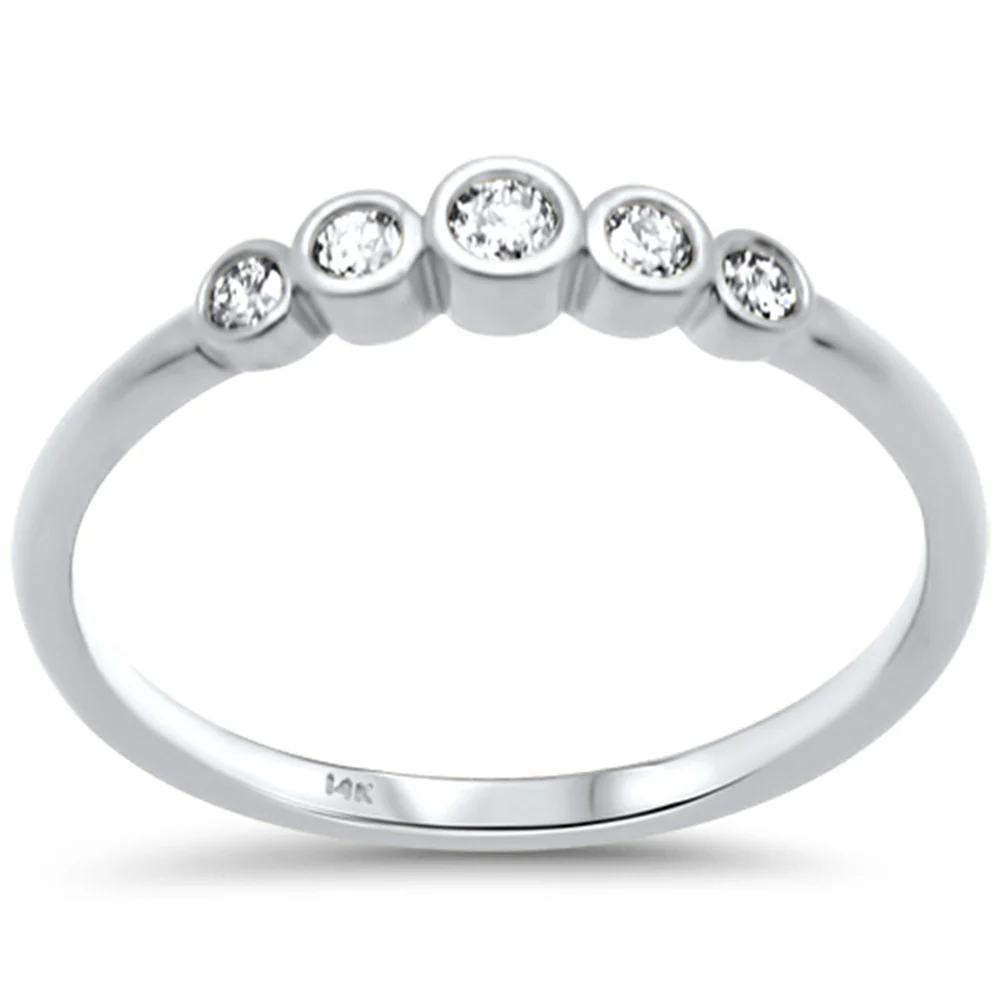 <span style="color:purple">SPECIAL!</span> .18ct G SI 14K White Gold Diamond Bezel Set Band Ring Size 6.5