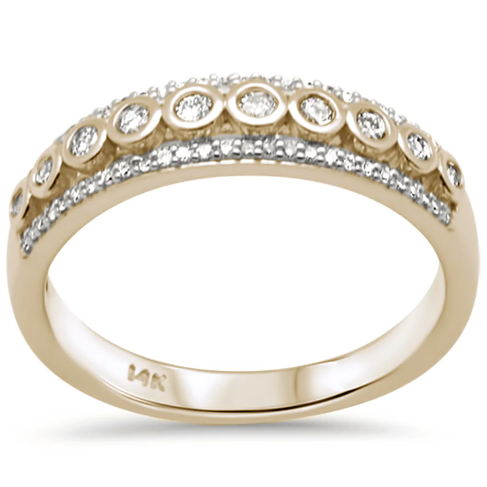 <span style="color:purple">SPECIAL!</span> .26ct G SI 14K Yellow Gold Diamond Bezel Set Band Ring Size 6.5