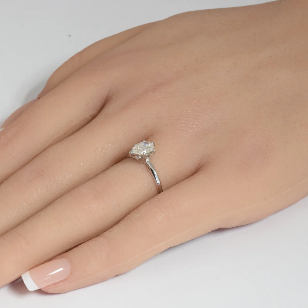 <span style="color:purple">SPECIAL!</span> .71ct G SI 14K White Gold Pear Shape Diamond Solitaire Ladies Ring - Image 2