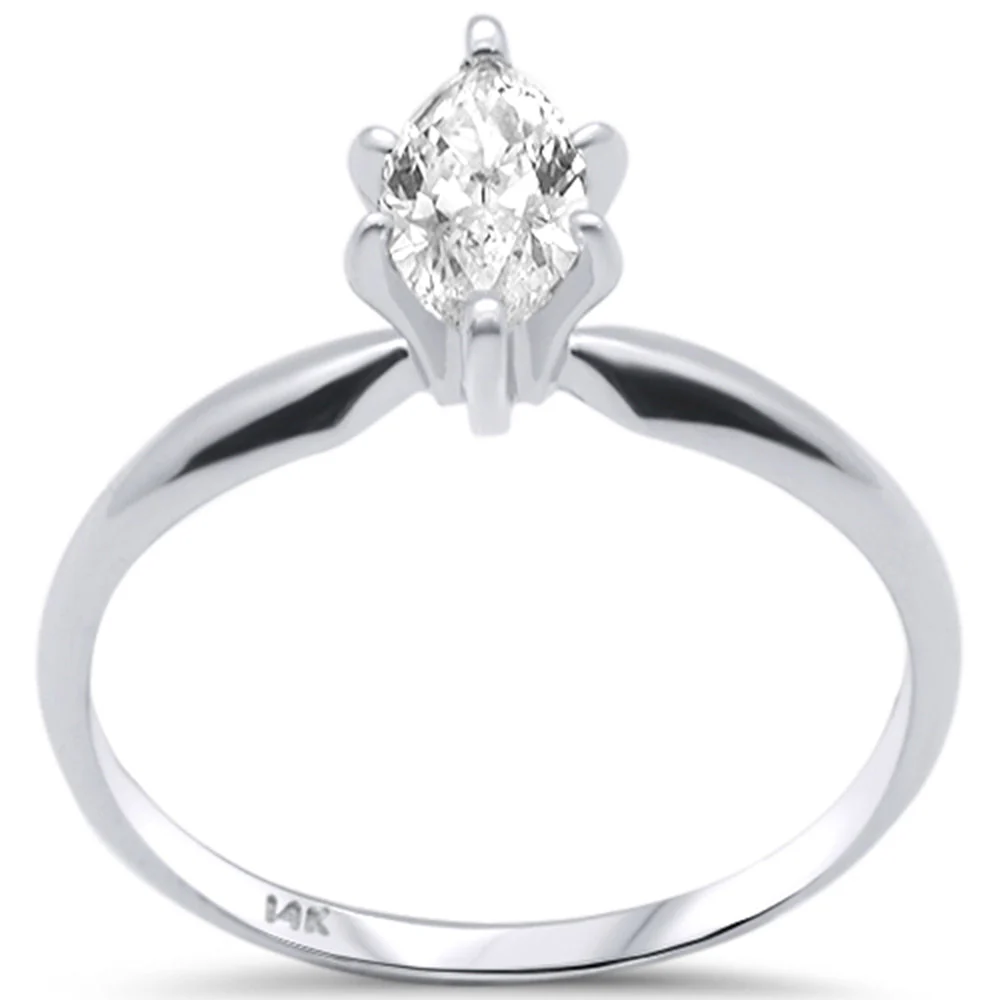 <span style="color:purple">SPECIAL!</span> .52ct G SI 14K White Gold Marquise Diamond Solitaire Ladies Ring