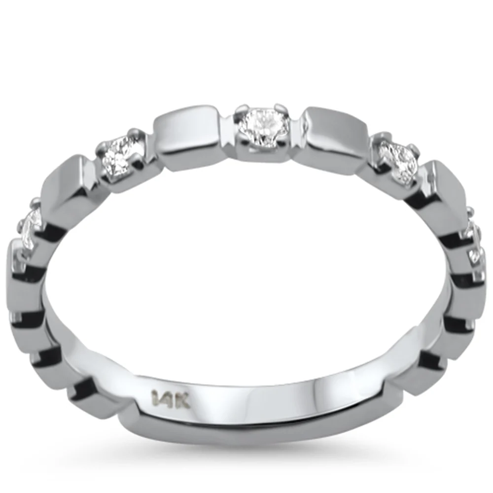 <span style="color:purple">SPECIAL!</span>.20ct G SI 14K White Gold Diamond Band Ring Size 6.5