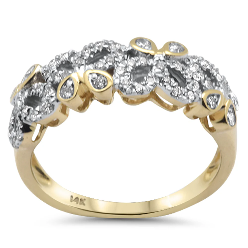 <span style="color:purple">SPECIAL!</span>.35ct G SI 14K Yellow Gold Diamond Ribbon Style Band Ring Size 6.5