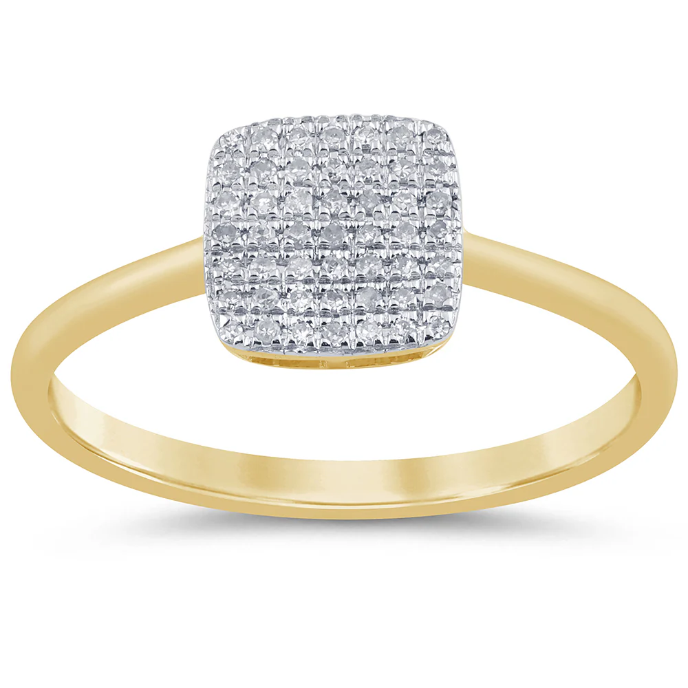 .11ct G SI 14K Yellow Gold Diamond Square Shape Ring Size 6.5