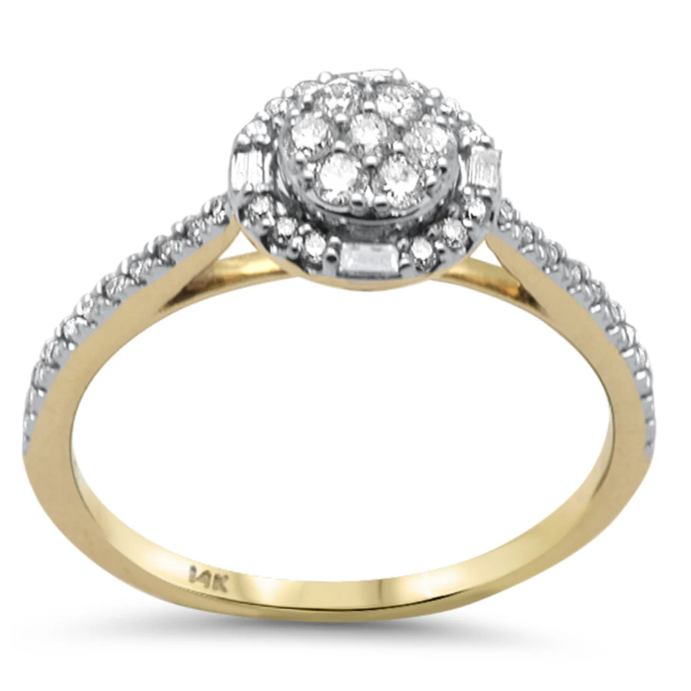 <span style="color:purple">SPECIAL!</span>.36ct G SI 14K Yellow Gold Round & Baguette Diamond Engagement Ring Size 6.5