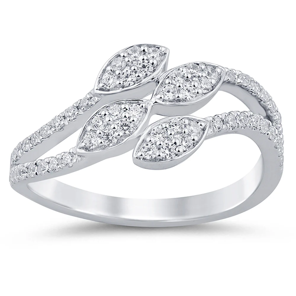 <span style="color:purple">SPECIAL!</span>.35ct G SI 14K White Gold Diamond Wrap Around Band Ring Size 6.5