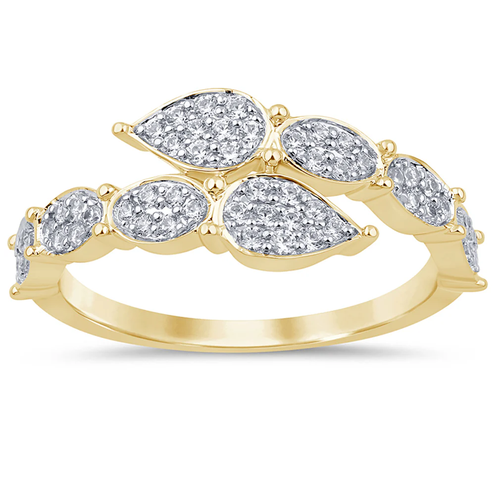 <span style="color:purple">SPECIAL!</span>.35ct G SI 14K Yellow Gold Diamond Wrap Around Band Ring Size 6.5