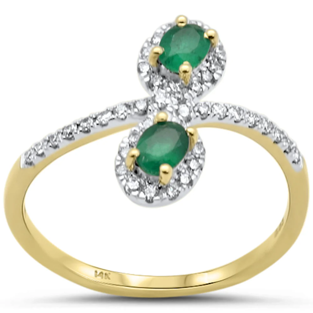 <span style="color:purple">SPECIAL!</span>.54ct Gemstones G SI 14K Yellow Gold Diamond & Emerald Gemstones Ring Size 6.5