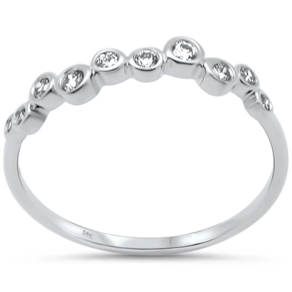 .20ct G SI 14K White Gold Diamond Bezel Set Band Ring Size 6.5