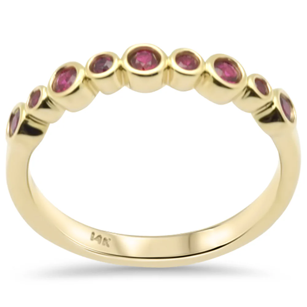 <span style="color:purple">SPECIAL!</span>.35ct G SI 14K Yellow Gold Ruby Gemstones Band Ring Size 6.5