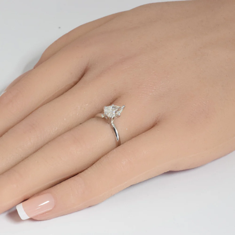 <span style="color:purple">SPECIAL!</span> 1.02ct G SI 14K White Gold Pear Shape Diamond Solitaire Ladies Ring - Image 2
