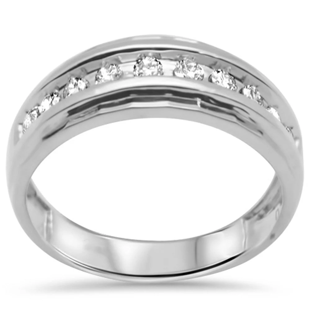 <span style="color:purple">SPECIAL!</span> .54ct G SI 14K White Gold Diamond Men's Ring Band Size 10
