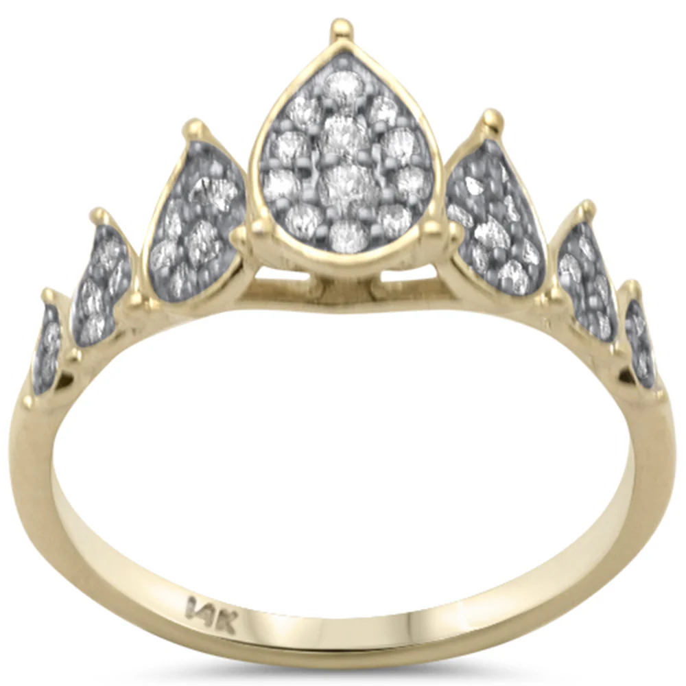 <span style="color:purple">SPECIAL!</span> .31ct G SI 14K Yellow Gold Pear Shaped Diamond Band Ring Size 6.5