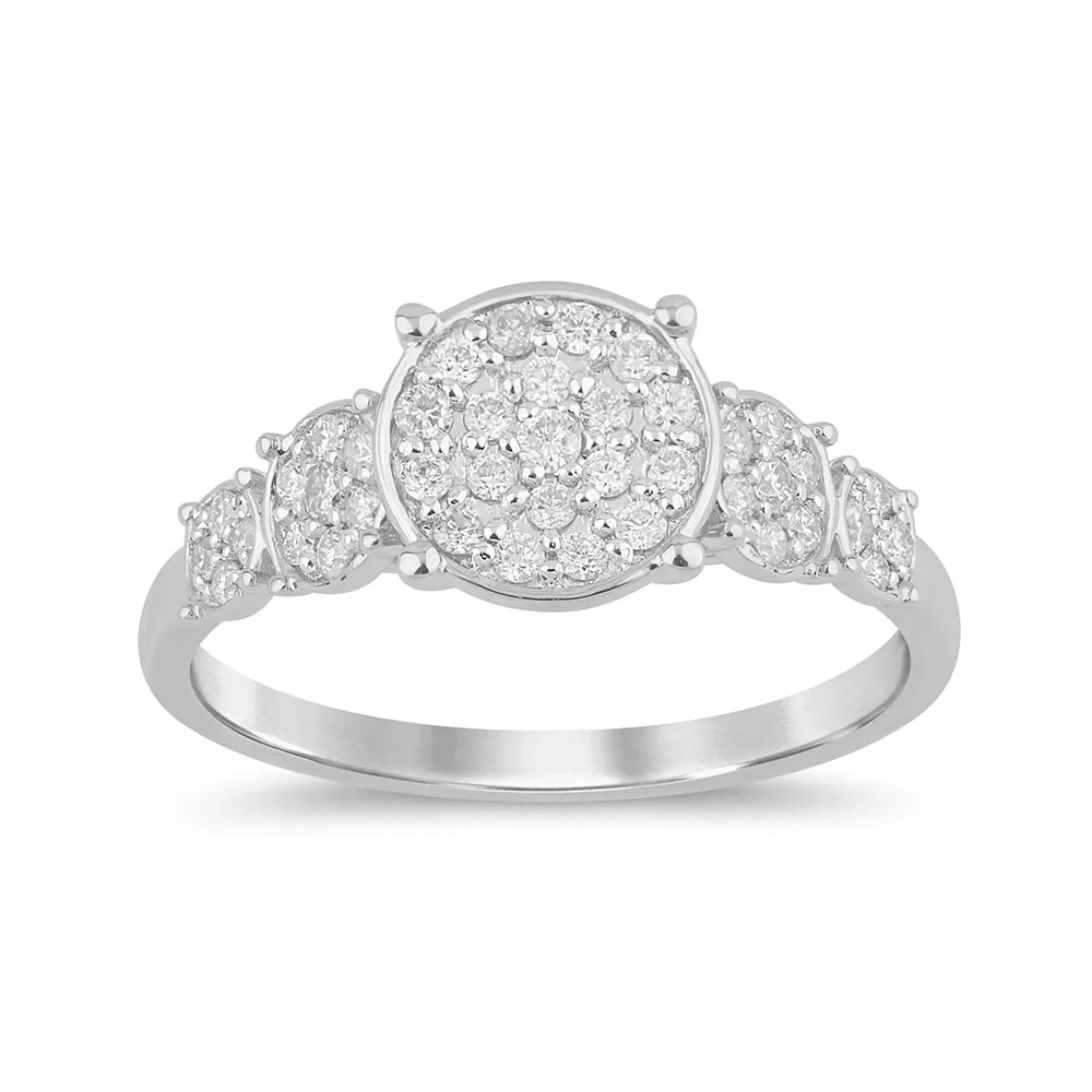 <span>DIAMOND CLOSEOUT! </span> .31ct G SI 14K White Gold Diamond Round Shapes Band Ring  Size 6.5