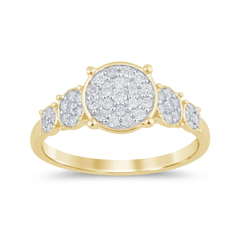 <span>DIAMOND CLOSEOUT! </span> .32ct G SI 14K Yellow Gold Diamond Round Shapes Band Ring Size 6.5