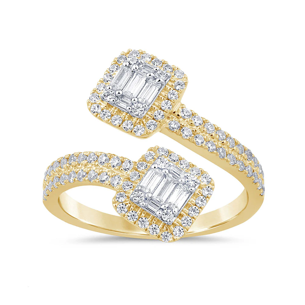 <span style="color:purple">SPECIAL!</span> .64ct G SI 14K Yellow Gold Round & Baguette Diamond Band Ring Size 6.5