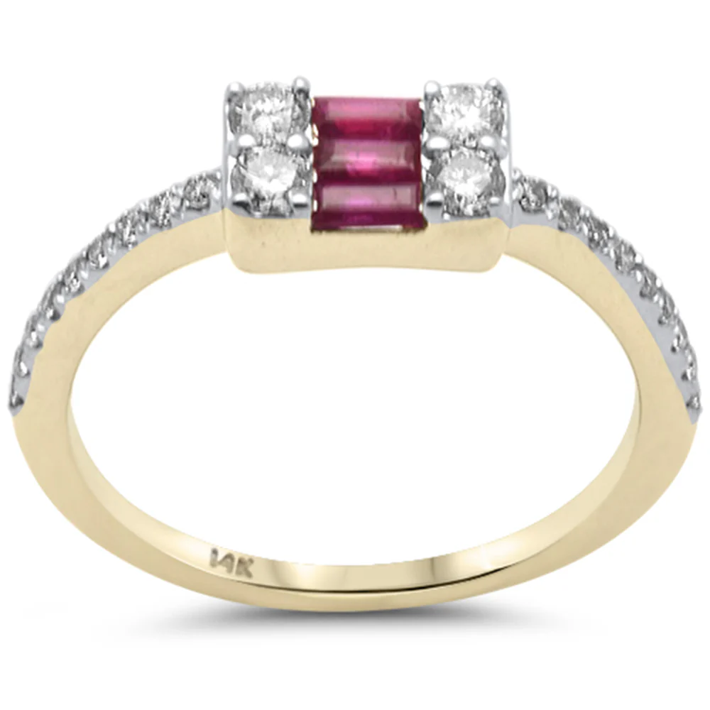 <span style="color:purple">SPECIAL!</span> .63ct G SI 14K Yellow Gold Diamond & Ruby Gemstones Band Ring Size 6.5