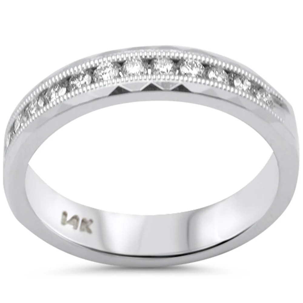 <span style="color:purple">SPECIAL!</span> .31ct G SI 14K White Gold Diamond Wedding Band Ring  Size 6.5