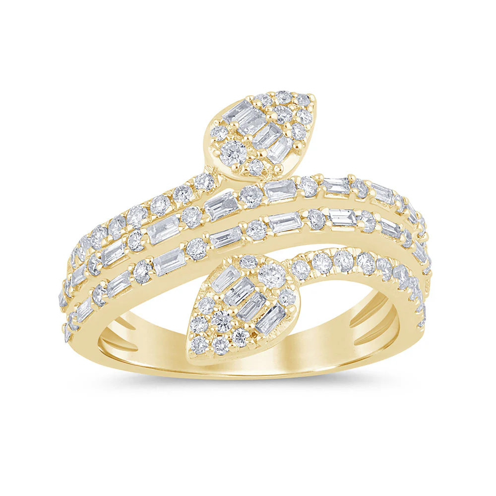 <span style="color:purple">SPECIAL!</span> .76ct G SI 14K Yellow Gold Diamond Wrap Around Band Ring Size 6.5