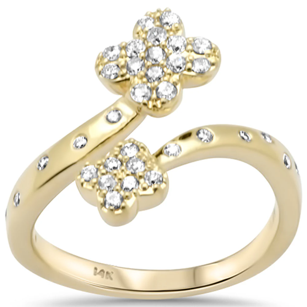 <span style="color:purple">SPECIAL!</span> .41ct G SI 14K Yellow Gold Diamond Wrap Around Flower Band Ring Size 6.5
