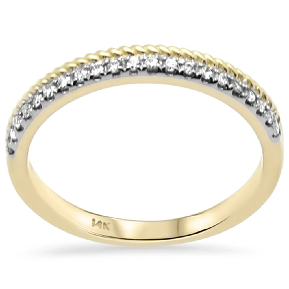 <span style="color:purple">SPECIAL!</span> .15ct G SI 14K Yellow Gold Diamond Beaded Band Ring Size 6.5