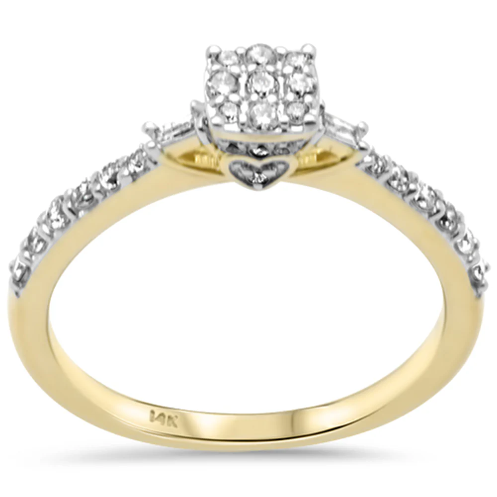 <span style="color:purple">SPECIAL!</span> .38ct G SI 14K Yellow Gold Round & Baguette Diamond Ring Size 6.5