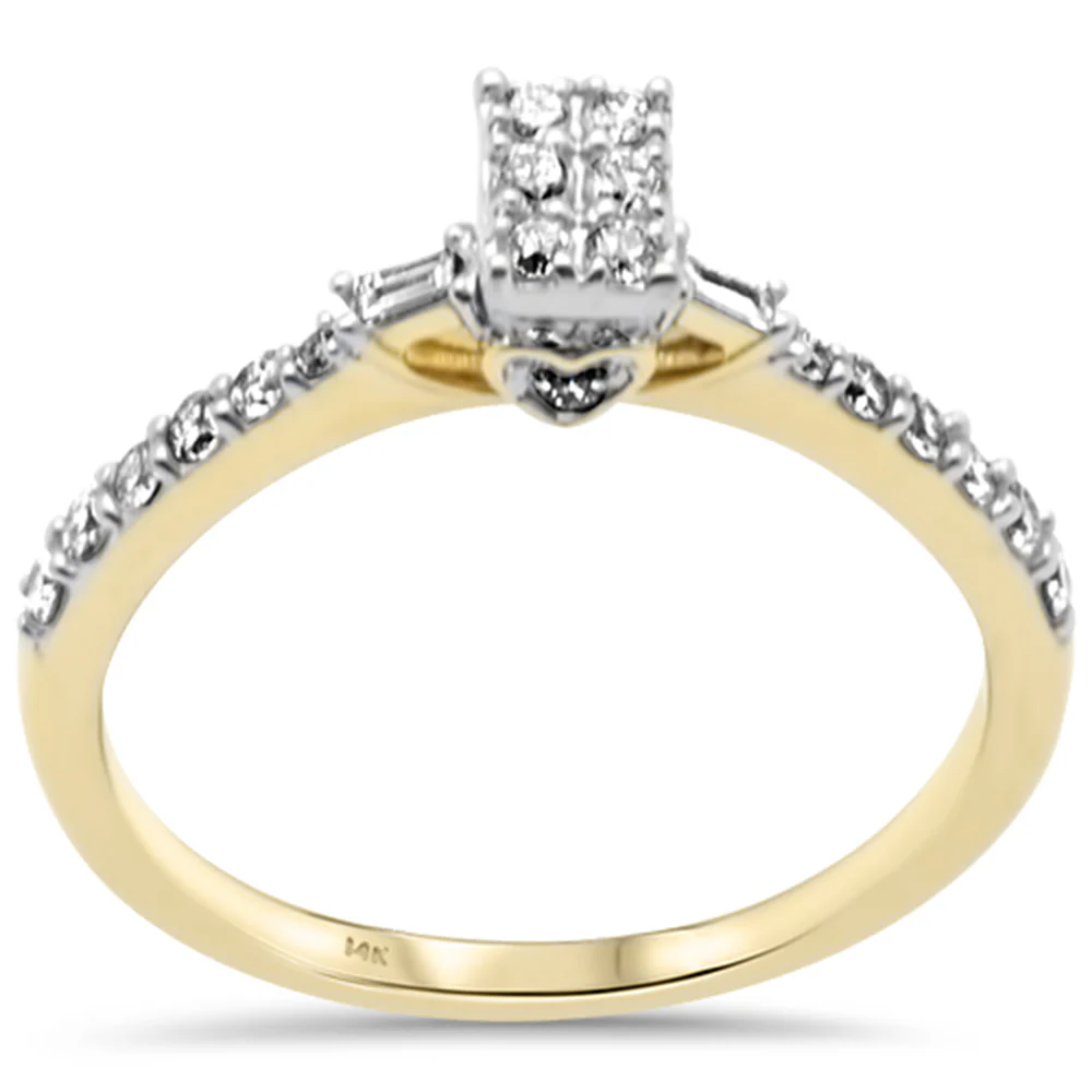 <span style="color:purple">SPECIAL!</span> .38ct G SI 14K Yellow Gold Round & Baguette Diamond Ring Size 6.5