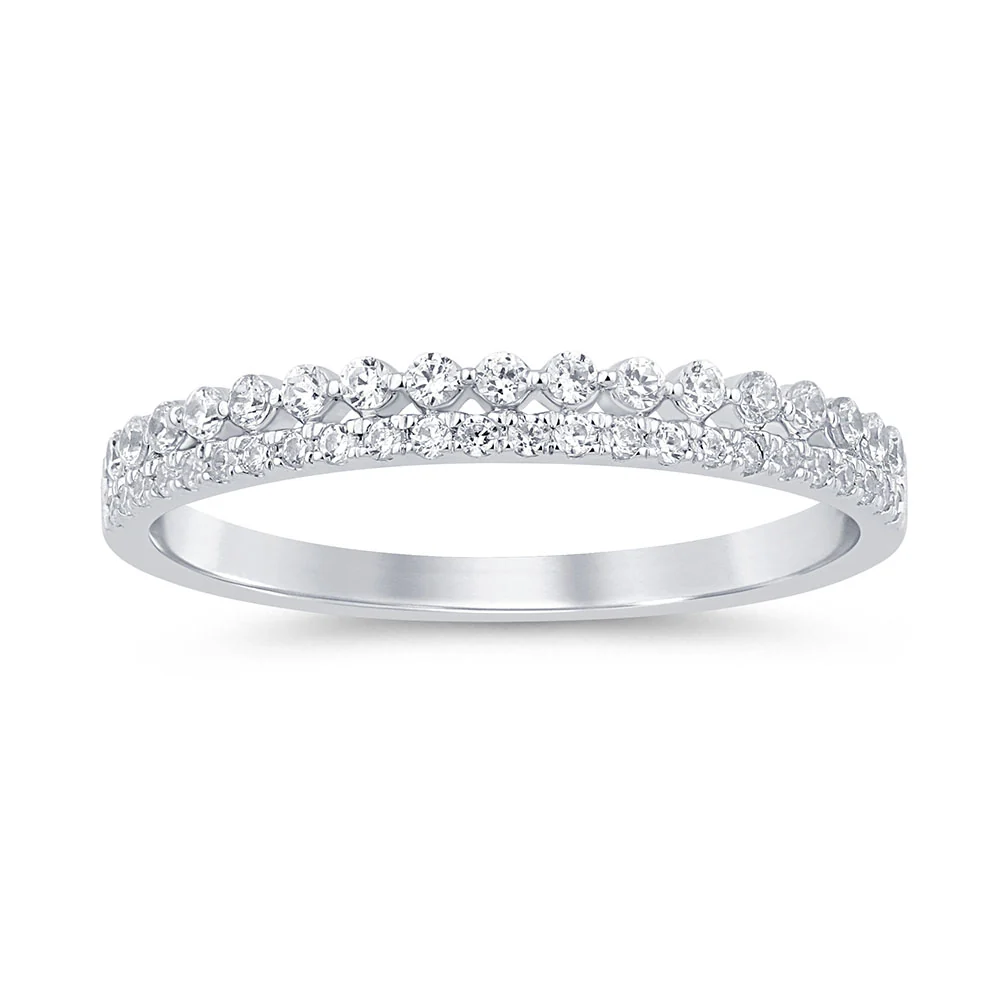 <span style="color:purple">SPECIAL!</span> .24ct G SI 14K White Gold Diamond Band Ring Size 6.5