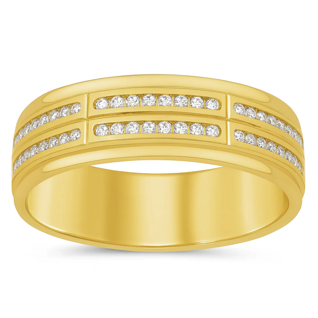 <span style="color:purple">SPECIAL!</span> .27ct G SI 14K Yellow Gold Diamond Men's Band Ring  Size 10