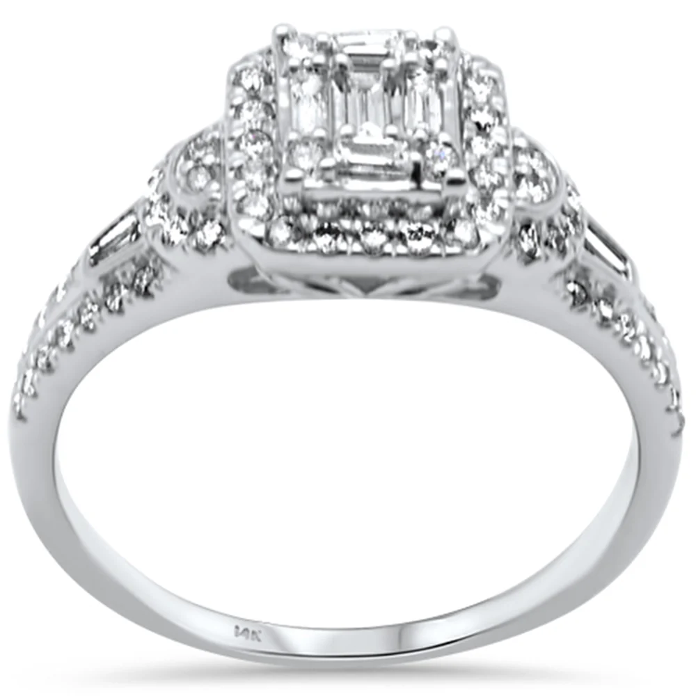 <span style="color:purple">SPECIAL!</span>.49ct G SI 14K White Gold Round & Baguette Diamond Engagement Ring Size 6.5