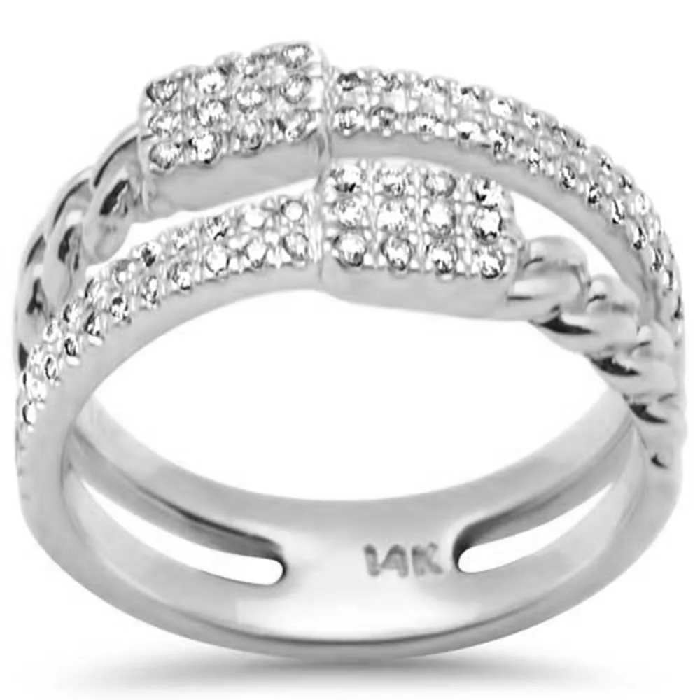 <span style="color:purple">SPECIAL!</span>.40ct G SI 14K White Gold Diamond Double Shank Open Band Ring Size 6.5